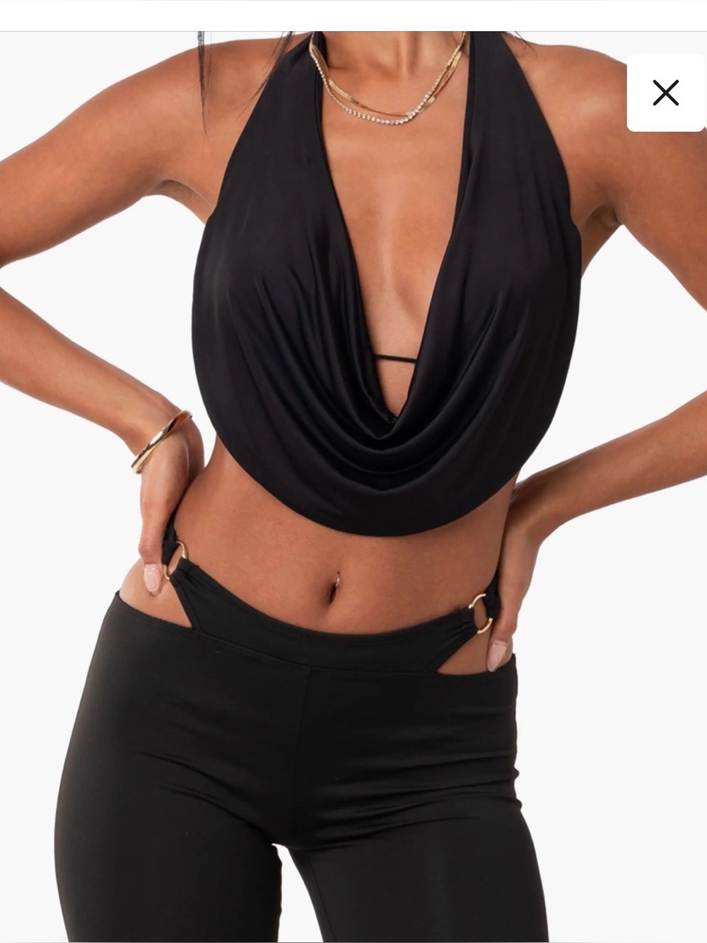 Edikted Black Draped Halter Crop Top